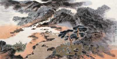 车鹏飞 林泉高致 镜框 68×135cm